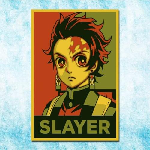 Demon Slayer Anime Tanjirou Zenitsu Nezuko Poster Art Silk Canvas Retro Print For Home Room Decor Decoration-026