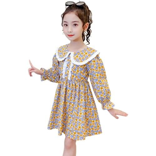 Big Girl Dresses Floral Dress For Girl Patchwork Dress Kids Casual Style Childrens Clothing 6 8 10 12 14