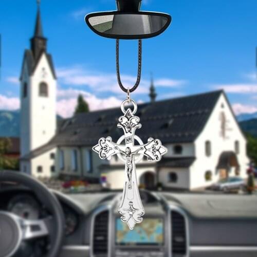 Jesus Crucifix Cross Car Pendant Ornaments Charms Rearview Mirror Decoration Hanging Auto Interior Decor Accessories Styling