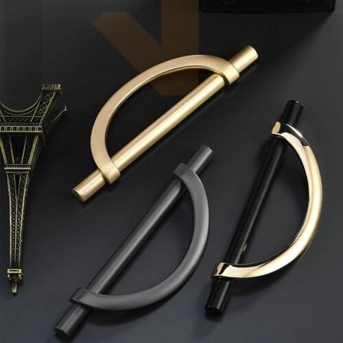 Half Circle Furniture Handles for Cabinets and Drawers Pull for Wardrobe Drawers Kitchen Accessory Home Deco Gold Grey