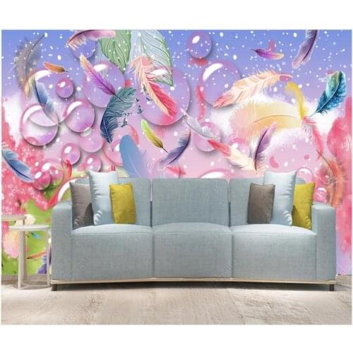 Custom photo wallpaper for walls 3 d mural Hand drawn European style cartoon feather fantasy modern abstract background wall