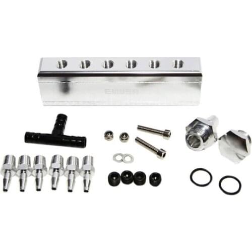 1/8" NPT 6 Port Vacuum Manifold Kit fit Turbo Boost Intake Manifold