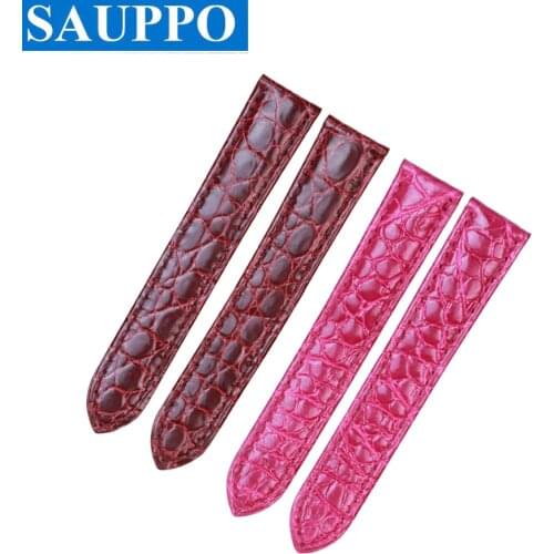 SAUPPO Suitable for Tank Solo Crocodile Skin Leather Watch Band Bracelet Round Texture Ladies Strap 17mm Wristband High Quality