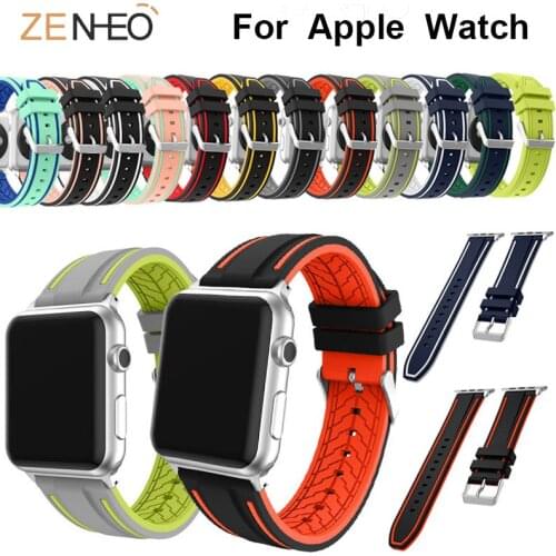 Two-tone with Bottom flower Strap Silicone Band Wristband For Apple Watch Series 4/3/2/1 42mm 38mm 44mm 40mm Bracelet Watchbands