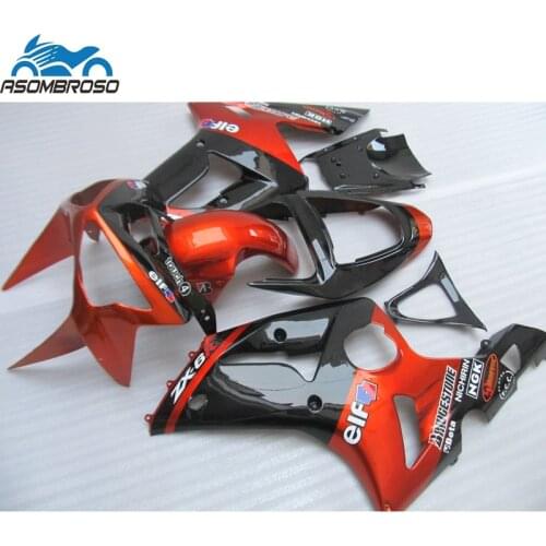 Lowest Price Injection Motorcycle Plastic for Kawasaki Ninja ZX6R fairing kit 2003 2004 orange black fairing set zx6r 03 04 GV52