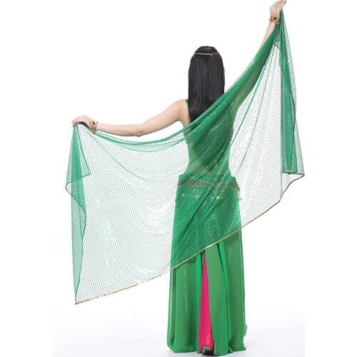 2020 Belly Dance Costume Dancing Silk Shawl Veil 210X95cm 12 Colours Bellydance Veil Sequins Belly Dance Scarf Accessories