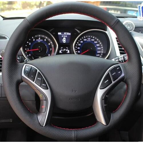 Sewing genuine leather car steering wheel cover Car accessories interior For Hyundai Elantra 2011-2016 Avante i30 2012-2016