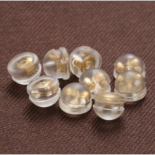ZHUKOU 4.2x5mm High Quality 6PCS Silicone Gold Sliver Earring Backs Padded Mushroom for handmade earrings Accessories VE81