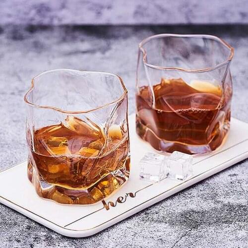 Shaped Whiskey Glass Cup 245ml Japanese Style Creative Vodka Lead-Free Glass Classical Crystal Spirits Glass Drinkware Bar Cup