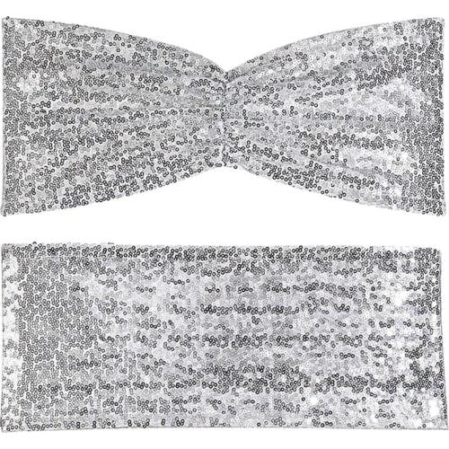 Chair Bows Stretch Sparkling Chair Bands Decorative Bows For Wedding Banquet Party Event Chair Cover Decor Ties