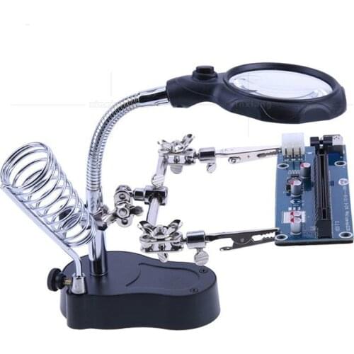 Multi-function welding station auxiliary clamp electric soldering iron, double LED lamp bracket type magnifying glass
