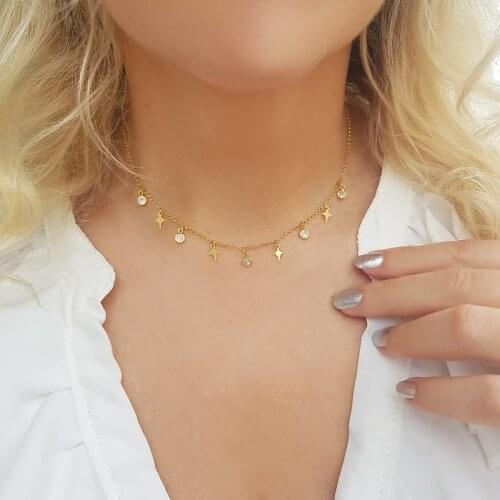 Vaoov 925 Sterling Silver Choker Pole Star Necklace