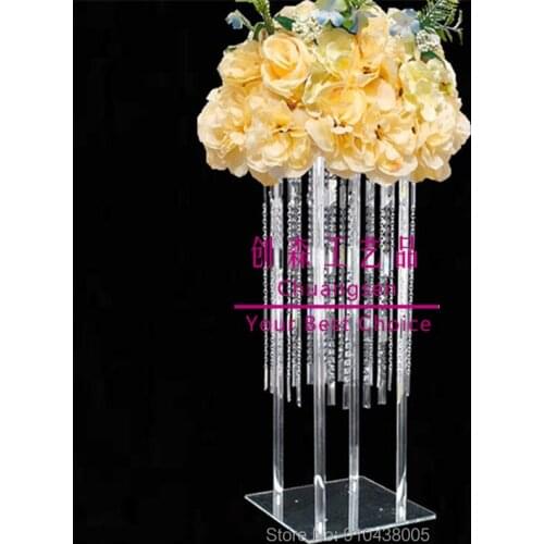 Tall New Decorative Wedding Geometric Columns Pillars Acrylic Flower Stand Modern Centerpiece,Table Deco Flower Holder