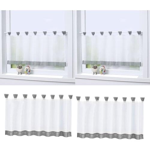 1 Pair Window Valance Drape Voile Customize Cafe Semi-Sheer for Cafe Store Kitchen Bedroom Living Room Curtain Tier