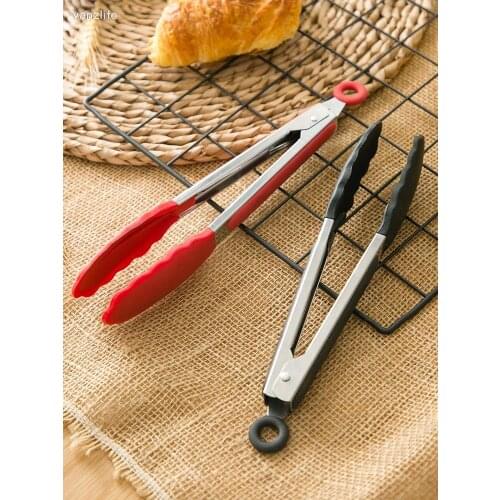 Stainless Steel Food Clamp Kitchen High-temperature Resistance Steak Food Clip Silicone Heat Resistant Barbecue Clamps