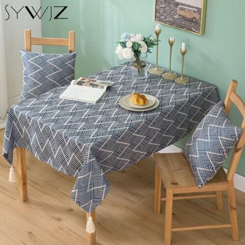 Geometric Stereoscopic Jacquard Tablecloth with Tassel Autumn Thick Decorative Rectangular Wedding Dining Table Cover Tea Cloth