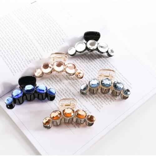 Women crystal Hair Crab Plastic Hair Claws Clamp Resin Barette Top Gripper Crystal Rhinestone Pearl Hairpins Hair Clip