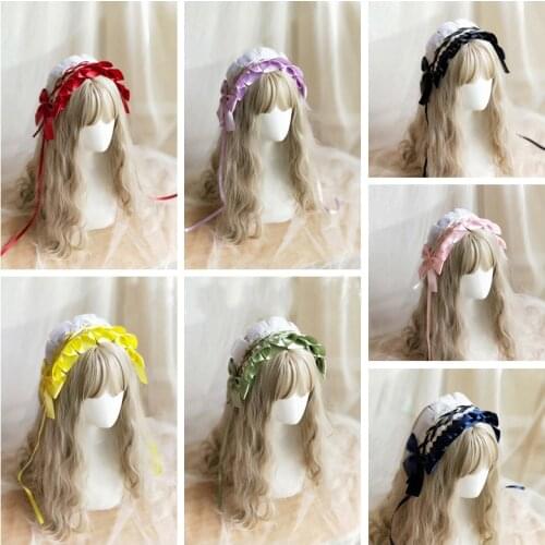Womens Lovely Sweet Hair Hoop Anime Maid lolita Headband Lolita Lace Flower Headwear Hair Accessory Hand made crafts