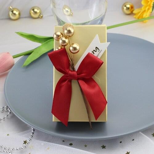 10/20PC Set European Bowknot Candy Boxes Christmas Gift Box Baby Showe Biscuit Candy For Wedding Guest Golden Packaging Boxes