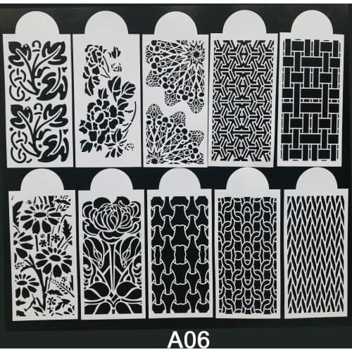 10 Sheets Slimline PET Stencils Painting Scrapbook Coloring Embossing Album Handmade Card Home Cake Decorative Template Stencils