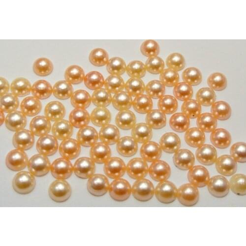 1000 Champagne Half Pearl Bead 6mm Flat Back Round Gems Scrapbook Craft
