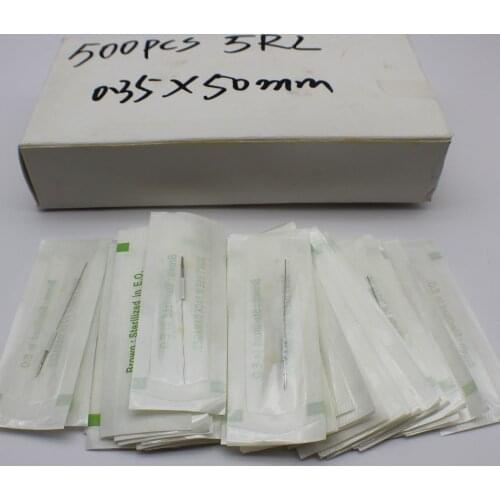 500pcs 5RL Disposable Eyebrow Tattoo Needle 0.35mm*50mm Steel Permanent Makeup Machine Needle For Tattoo Machine Gun Pen
