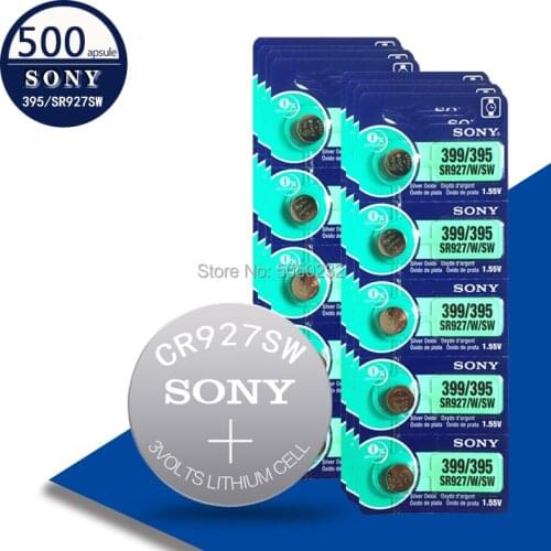500pcs/lot Sony 100% Original 395 SR927SW 399 SR927W AG7 LR927 1.55V Silver Oxide Watch Battery Watch Battery MADE IN JAPAN