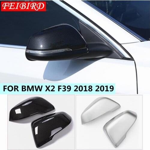 For BMW X2 F39 2018 2019 ABS Accessories Outside Door Rearview Mirror Decoration Protector Shell Cover Trim Matte Carbon Fiber