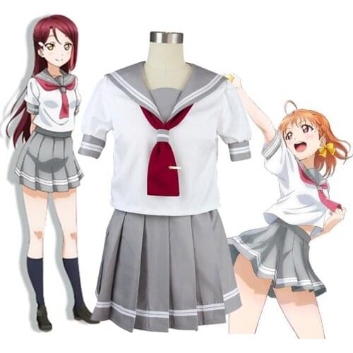 Anime Lovelive Cosplay School Uniform Sunshine Aqours costume Takami Chika Girls Sailor Uniforms womens uniform JK skirt