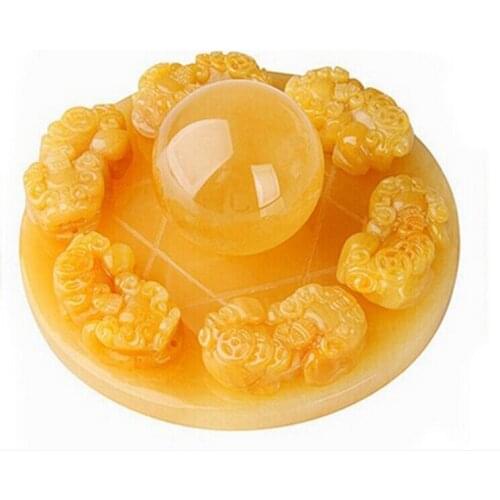 Free Shipping Gourd brave natural topaz ingot feng shui ball ornaments Seven from evil spirits Crystal