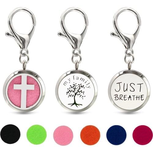 Owl Bell Key Chain Essential Oil Perfume Diffuser 30mm Magnetic Locket with Lobster Clasp Key Ring 10pcs Pads Free