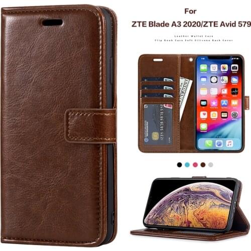 PU Leather Flip Case For ZTE Blade A3 2020 Card Holder Silicone Photo Frame Case Wallet Cover For ZTE Avid 579 Business Case