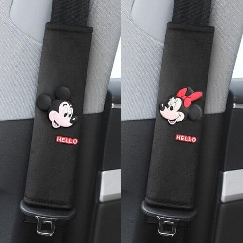 1 Piece of Disney Mickey Cute GM Seat Belt Cover Soft Plush Shoulder Pads Car Shape Cartoon Seat Belt Protection Car Accessories