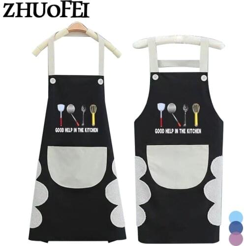 Black/White/Red Aprons Universal Kitchen Cleaning And Cooking Bibs Cartoon Tableware Printing Aprons Chef Baking Apron A0004