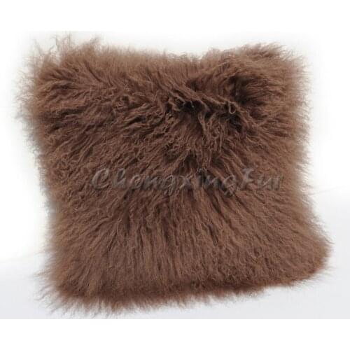 CX-D-04N Luxurious Real Tibetan Lamb Fur Pillows Genuine Fur Pillowcases