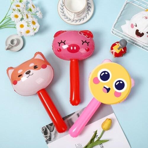 Animal Head Long Stick Children 's Inflatable Toy Small Inflatable Bell Hammer Balloon