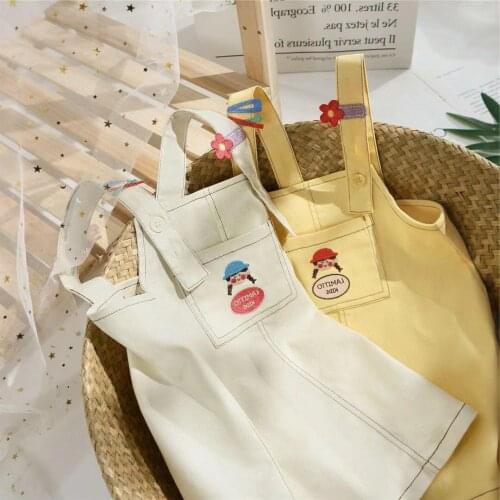 Childrens Clothing 2021 Spring and Summer Girls' Starp Dress Korean Denim Embroidery Childrens Sweet Suspender Dress 2-8 Years