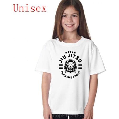 Brazilian JIU JITSU - BJJ TRAIN LIKE A BEAST Lion King black 100% Cotton kid T Shirt Casual Short Sleeve Cool Punk Printed Tee