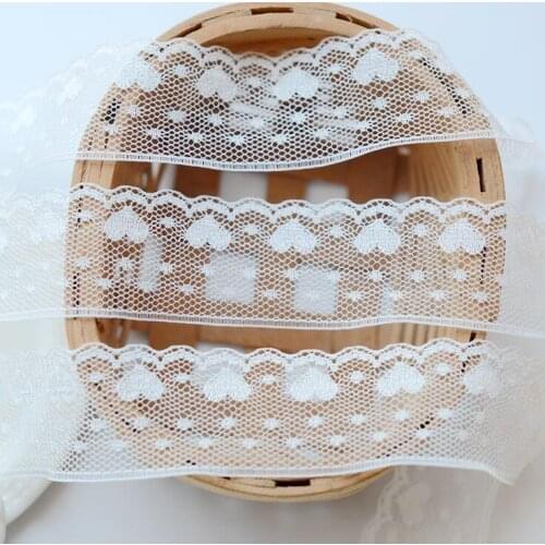3 Meters Heart Smooth Handmade Lace Ribbon IvoryNet Lace Trim Embroider Bow Crafts For Sewing Decoration Handicrafts 2.7cm