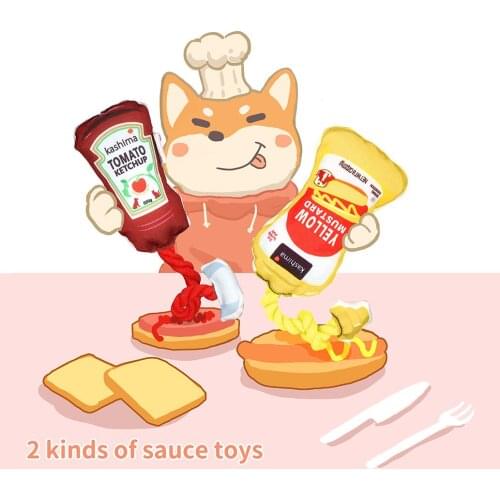 Pet Dog Toy Bite Rope Dketchup Cotton Rope Creative Funny Cat Toy Bite Resistant and Sharp Teeth Pet Supplies Puppy Toys