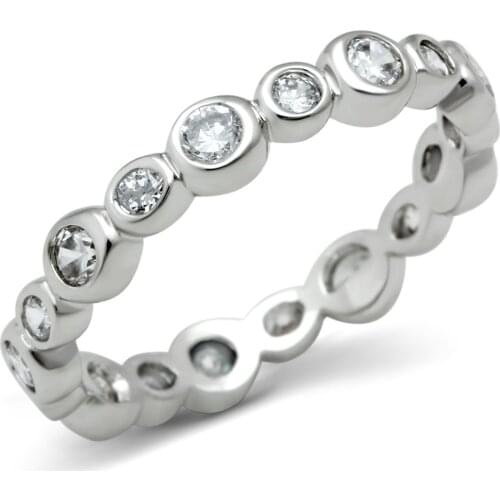 Rhodium Brass Ring with AAA Grade CZ in Clear