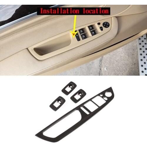 LHD Carbon Fiber For BMW X5 X6 E70 E71 2008-2013 ABS Chrome Window Lift Button Frame Trim Accessories