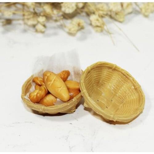 Mini 1:12 Cute Dollhouse Rattan Plastic Frame Hand-woven Vegetable Food Storage Basket Dolls Miniature Decoration