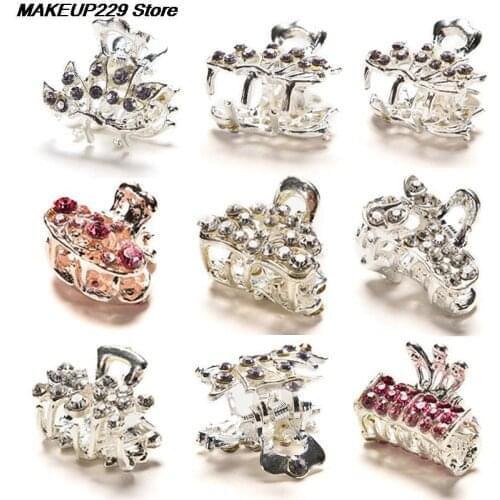 2/5Pcs Butterfly Small Mini Hair Clip Claw Clamp Retro Crystal Rhinestone Hairpin Jewelry Hair Accessories For Women