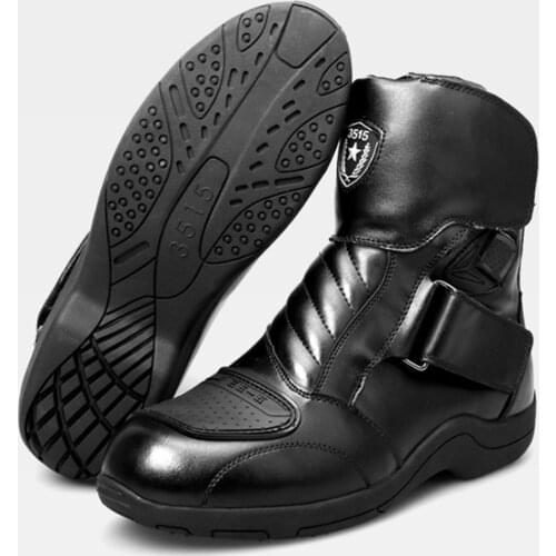 Anti-fall Motorcycle Boots Moto Racing Motocross Shoes Microfiber Leather Motorbike Biker Chopper Cruiser Touring mid-calf Shoes