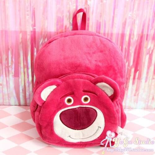 Cartoon Cute Strawberry Bear Plush Doll Backpack Stuffed Teddy Bear Bags Shoulder Bag Kindergarten School Bag for Children Gifts