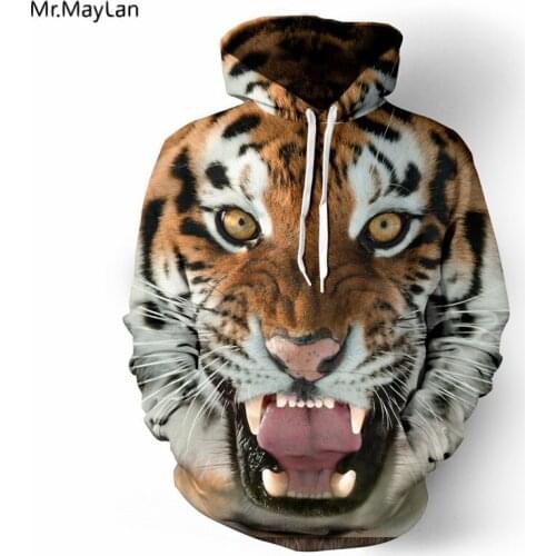 Cool Horror Tiger Print 3D Streetwear Hoodies Men/Women Hip Hop Pullover Sweatshirt 2018 Fashion Boy Jacket Coat Outwear Clothes