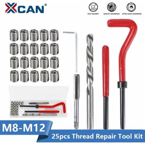 XCAN Thread Repair Kit M3 M4 M5 M6 M8 M10 M12 M14 Screw Thread Inserts For Restoring Damaged Threads Repair Tools Drill Bit