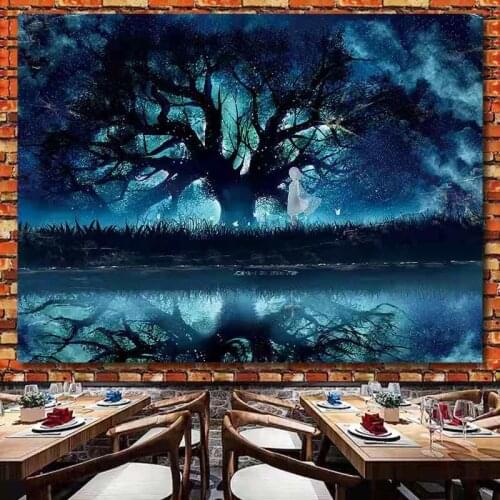 Green Shade Tree Tapestry High-Definition Fabric Wall Hanging For Aesthetic Room Decor Bedspread Sheet Cloth Wall Blanket