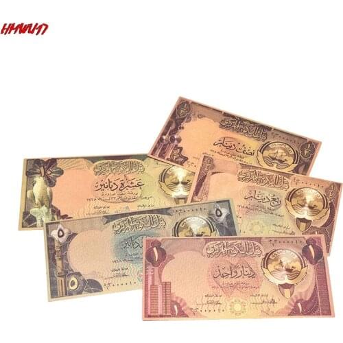 5Pcs/Set Kuwait Gold Foil Banknote Non-currency Game Paper Paper Money Collection Decoration NEW